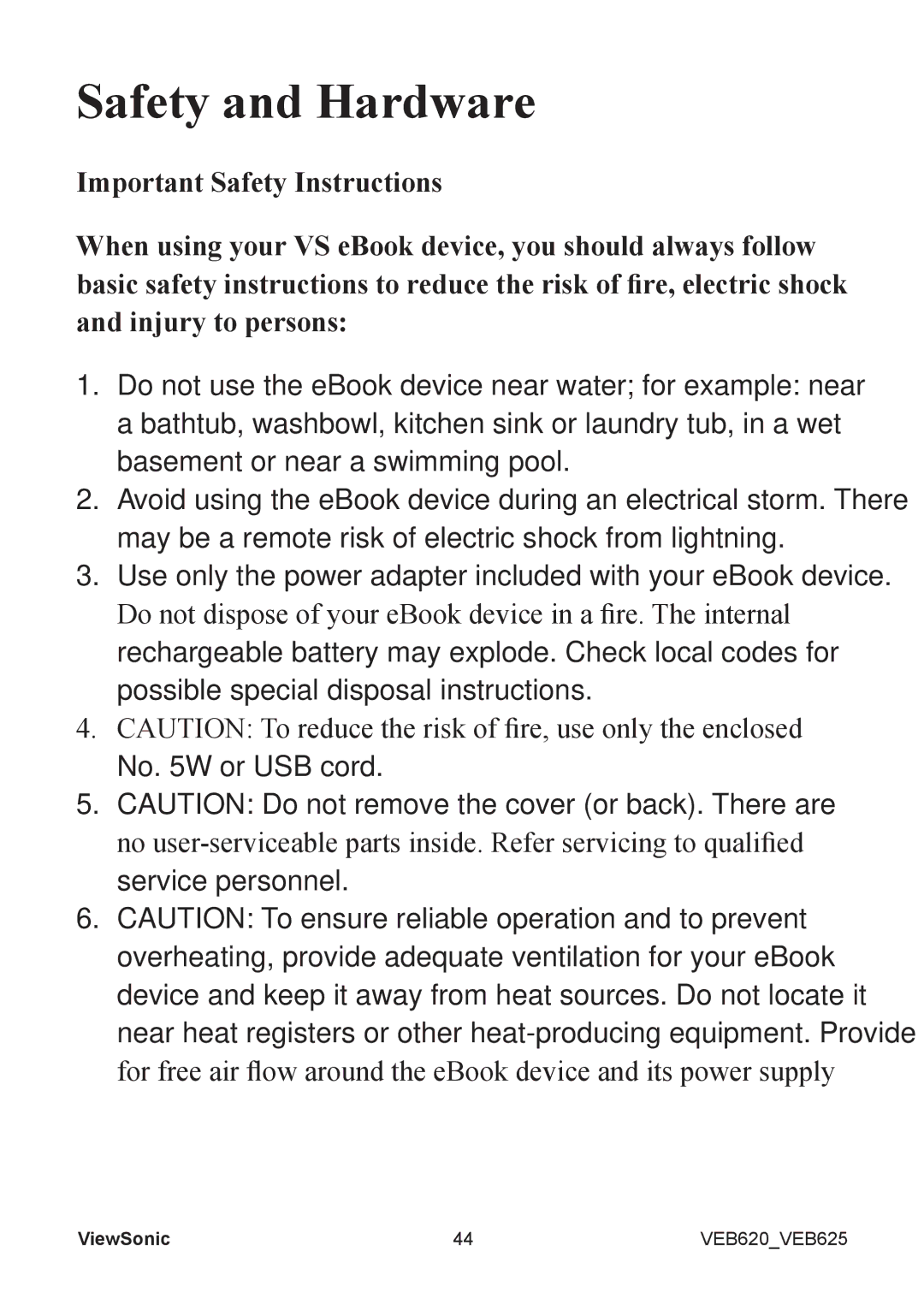 ViewSonic VS13394, VS13392 manual Safety and Hardware 