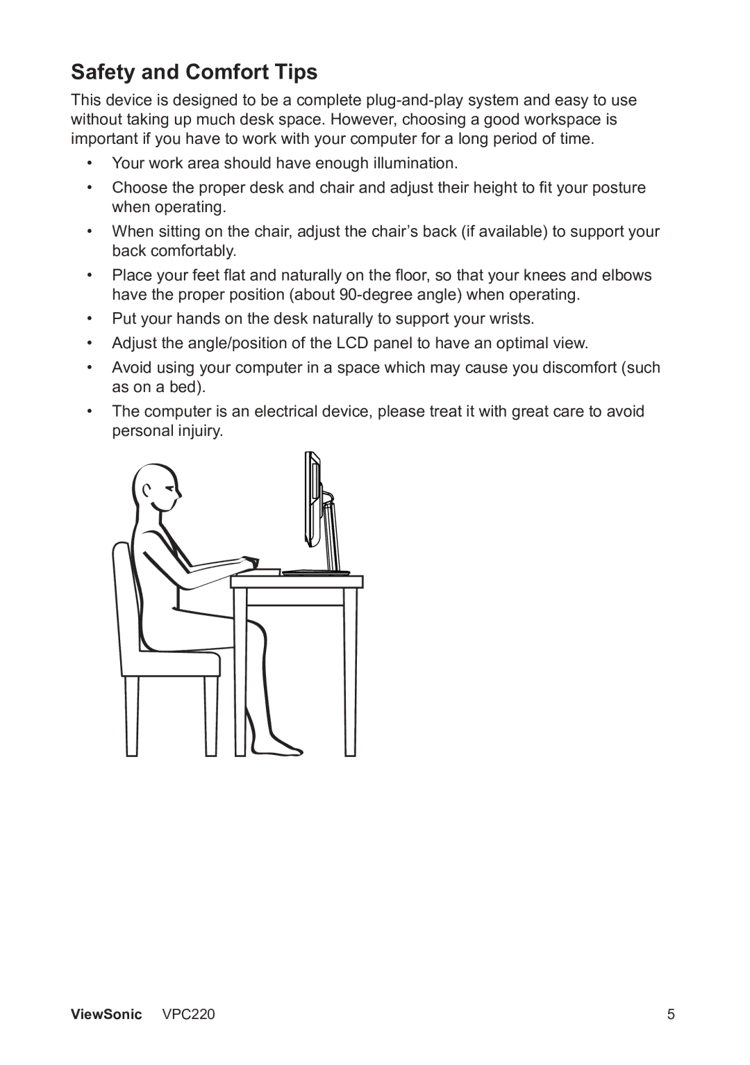 ViewSonic VS13426 manual Safety and Comfort Tips 