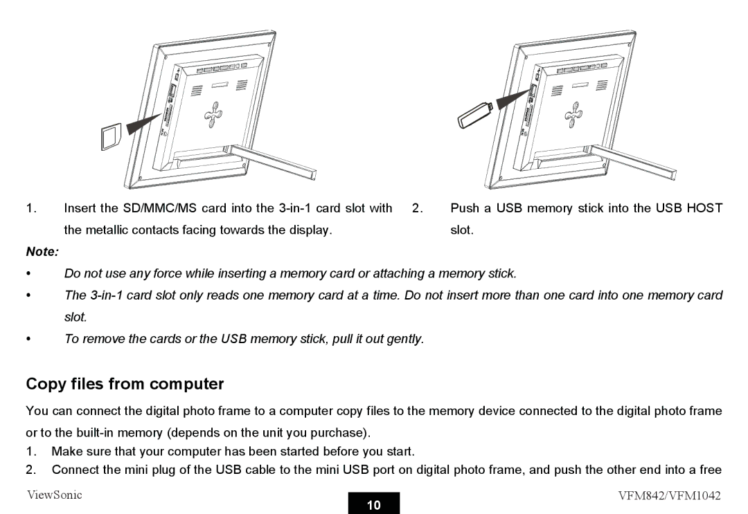 ViewSonic VS13442, VS13444 warranty Copy files from computer 