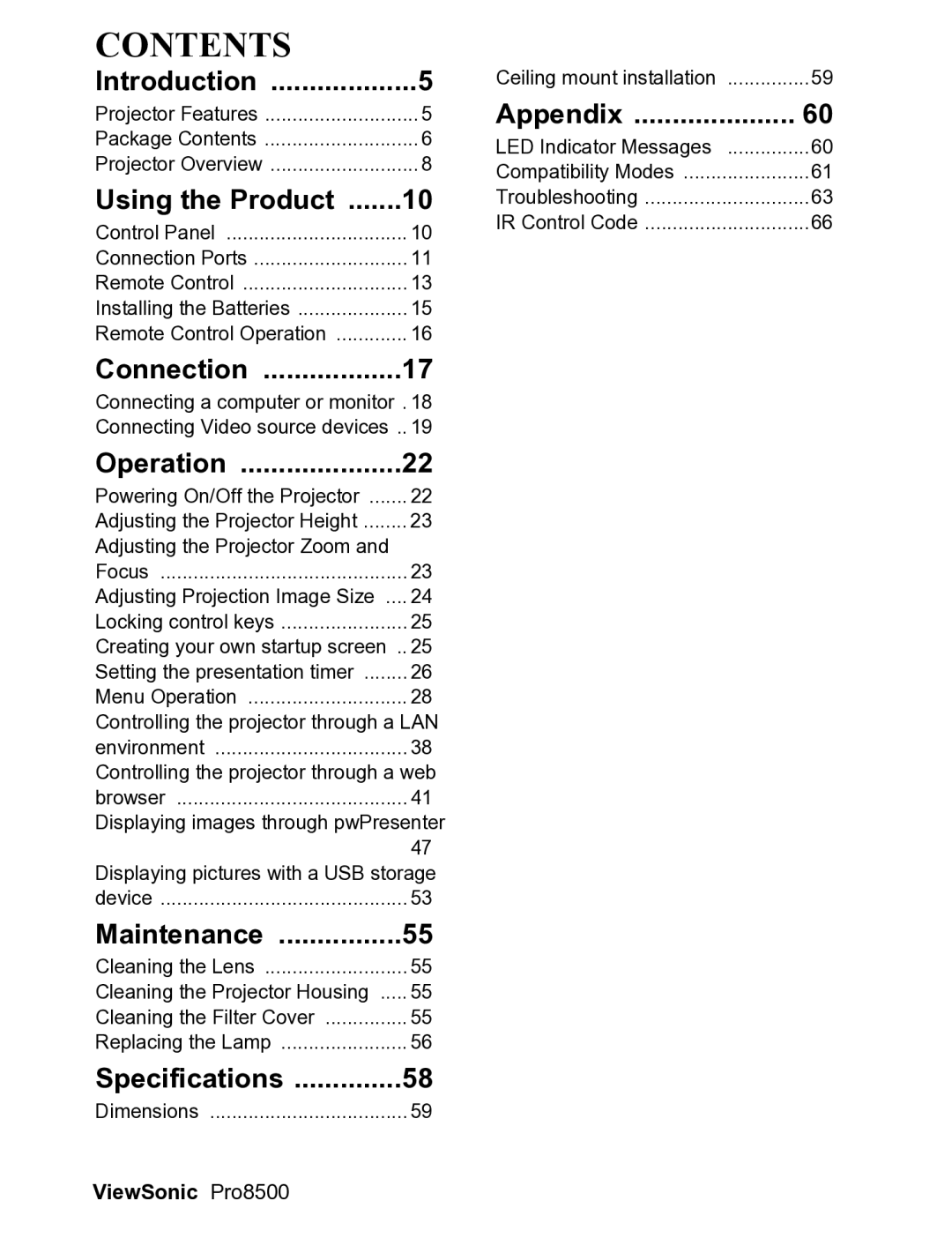 ViewSonic VS13645 warranty Contents 