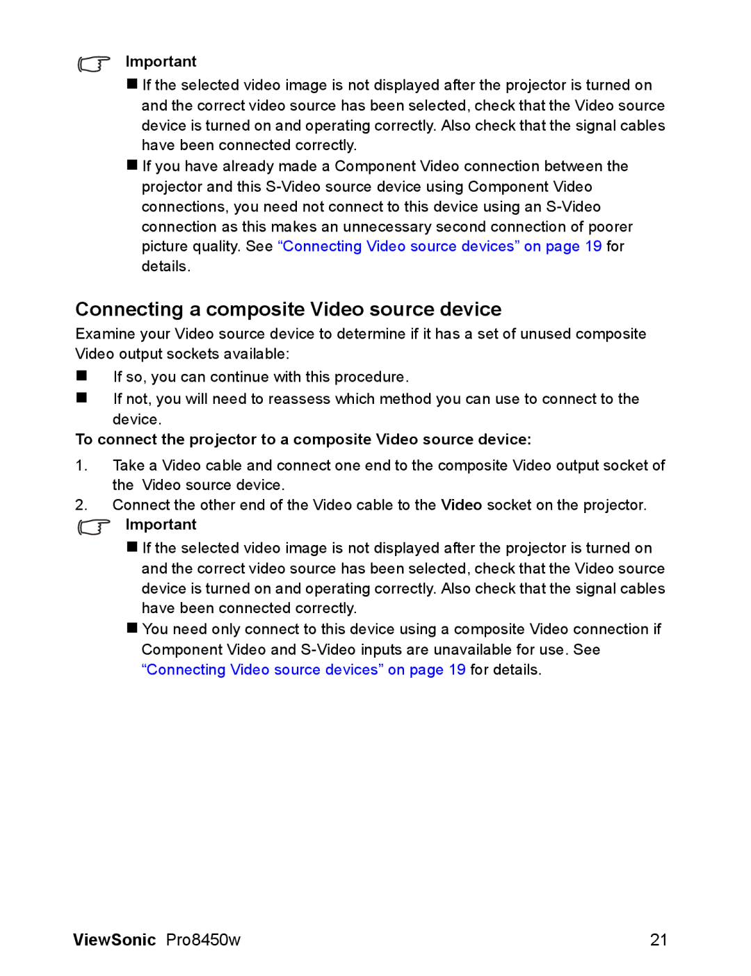 ViewSonic VS13646 Connecting a composite Video source device, To connect the projector to a composite Video source device 