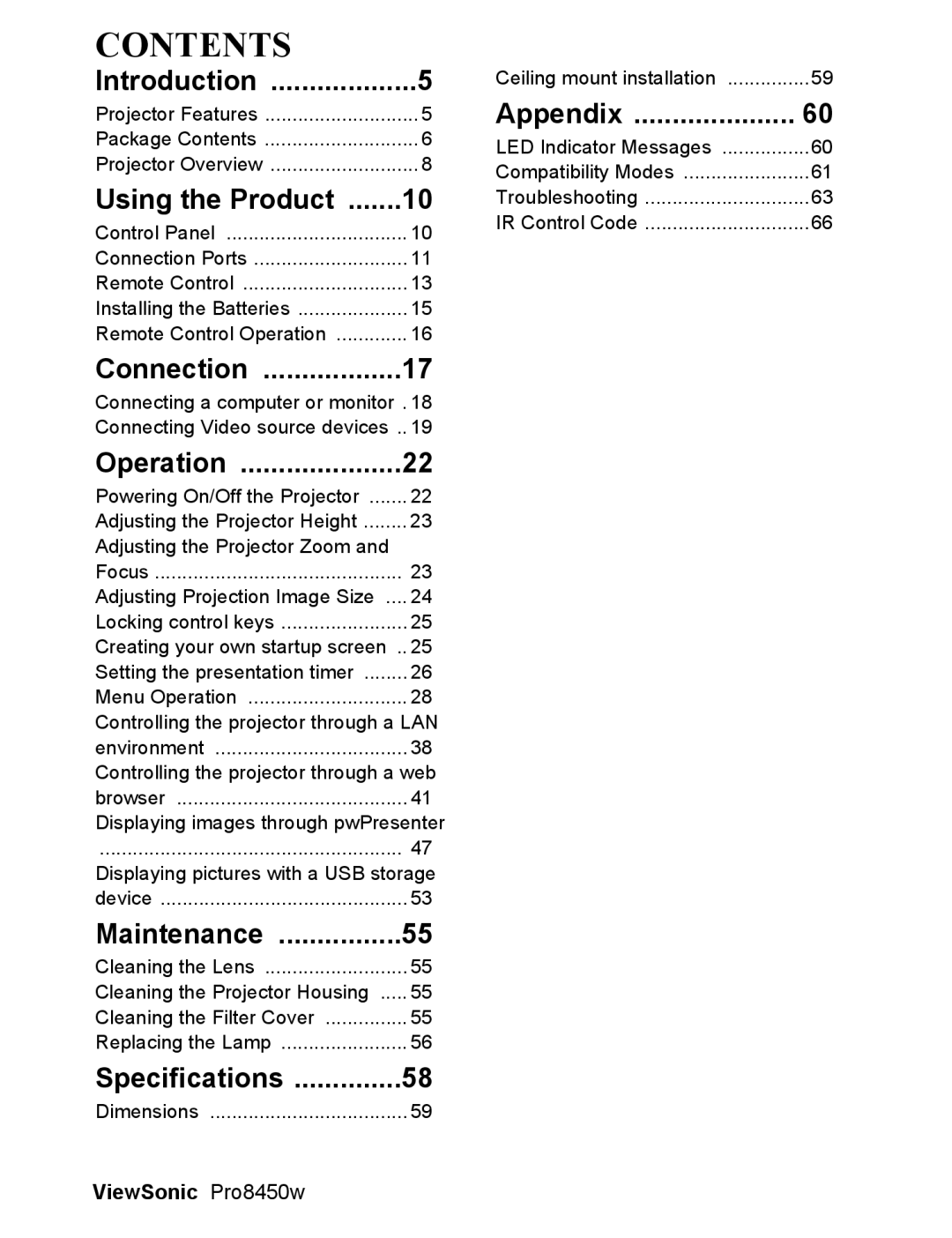 ViewSonic VS13646 warranty Contents 