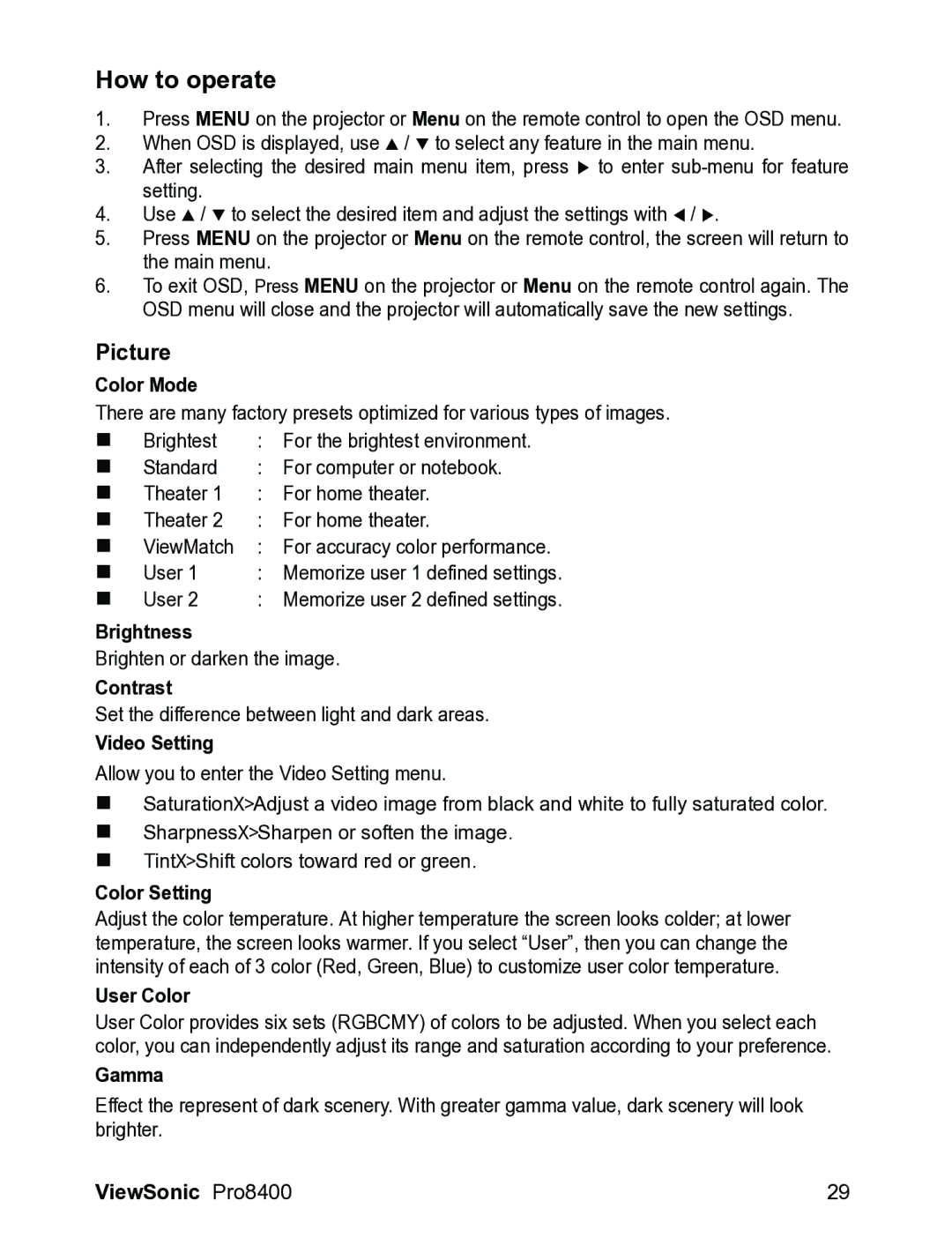 ViewSonic VS13647 warranty How to operate, Picture 