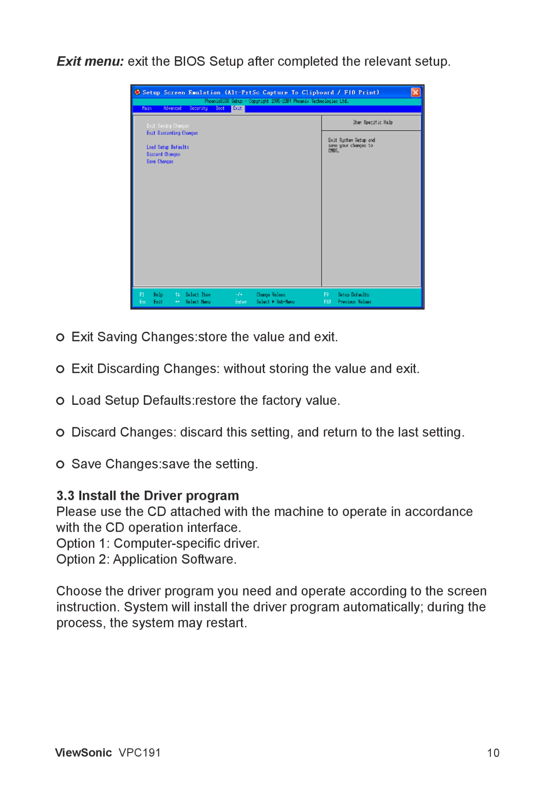 ViewSonic VS13727 manual Install the Driver program 