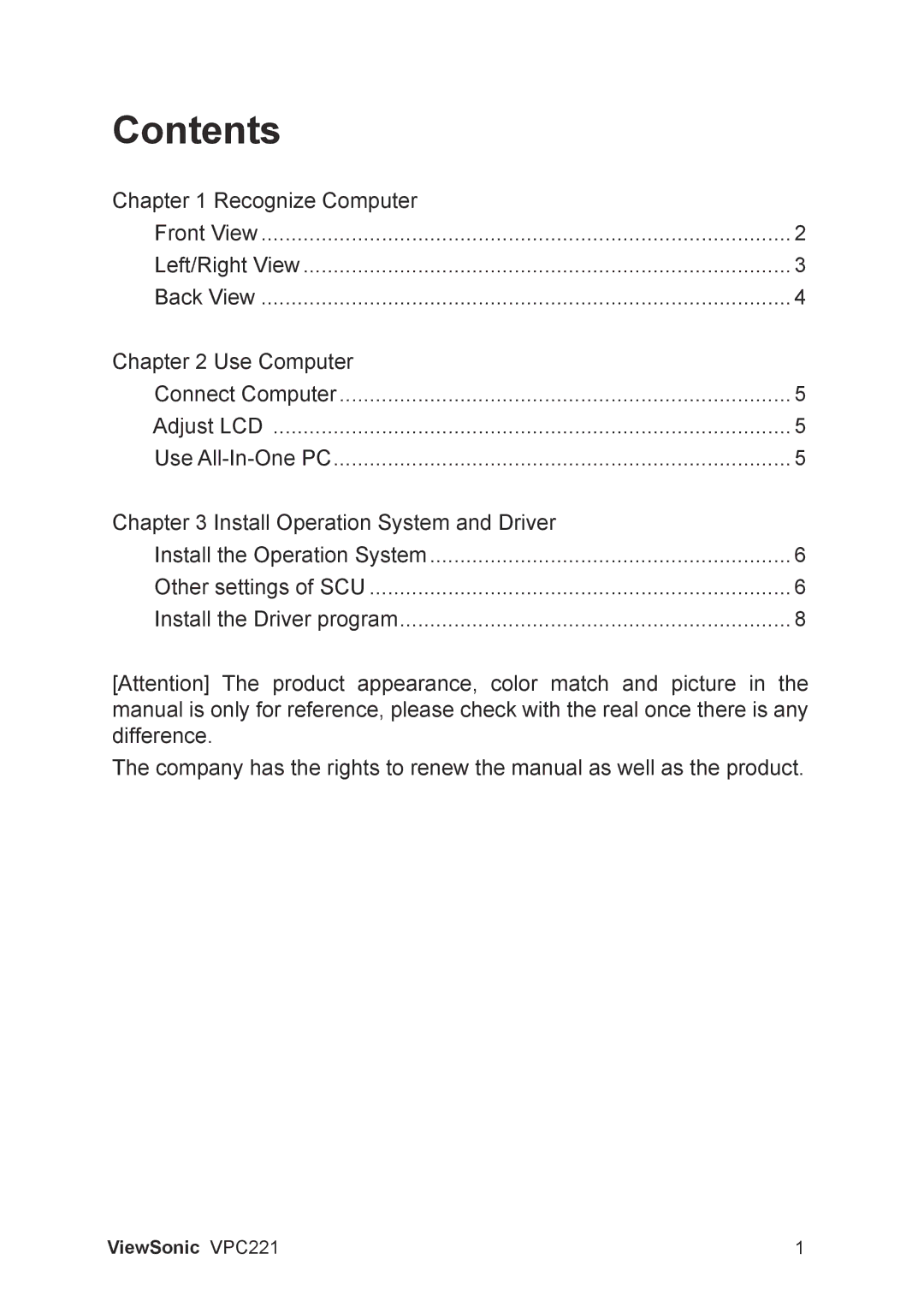 ViewSonic VS13730 manual Contents 