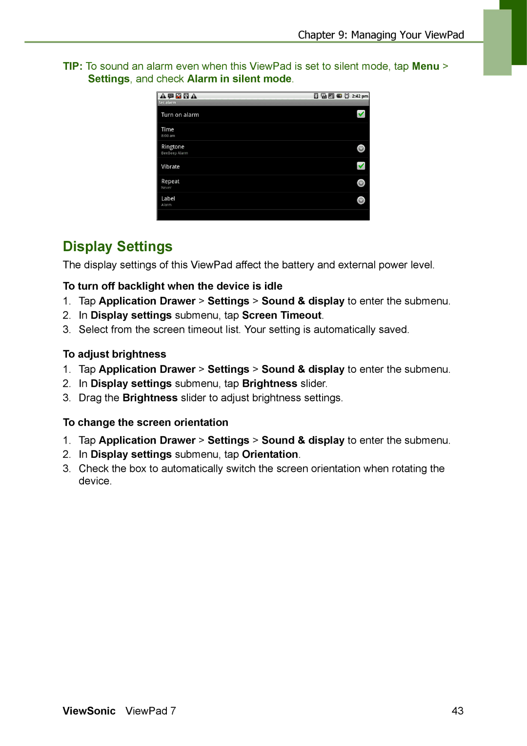 ViewSonic VS13761 manual Display Settings 