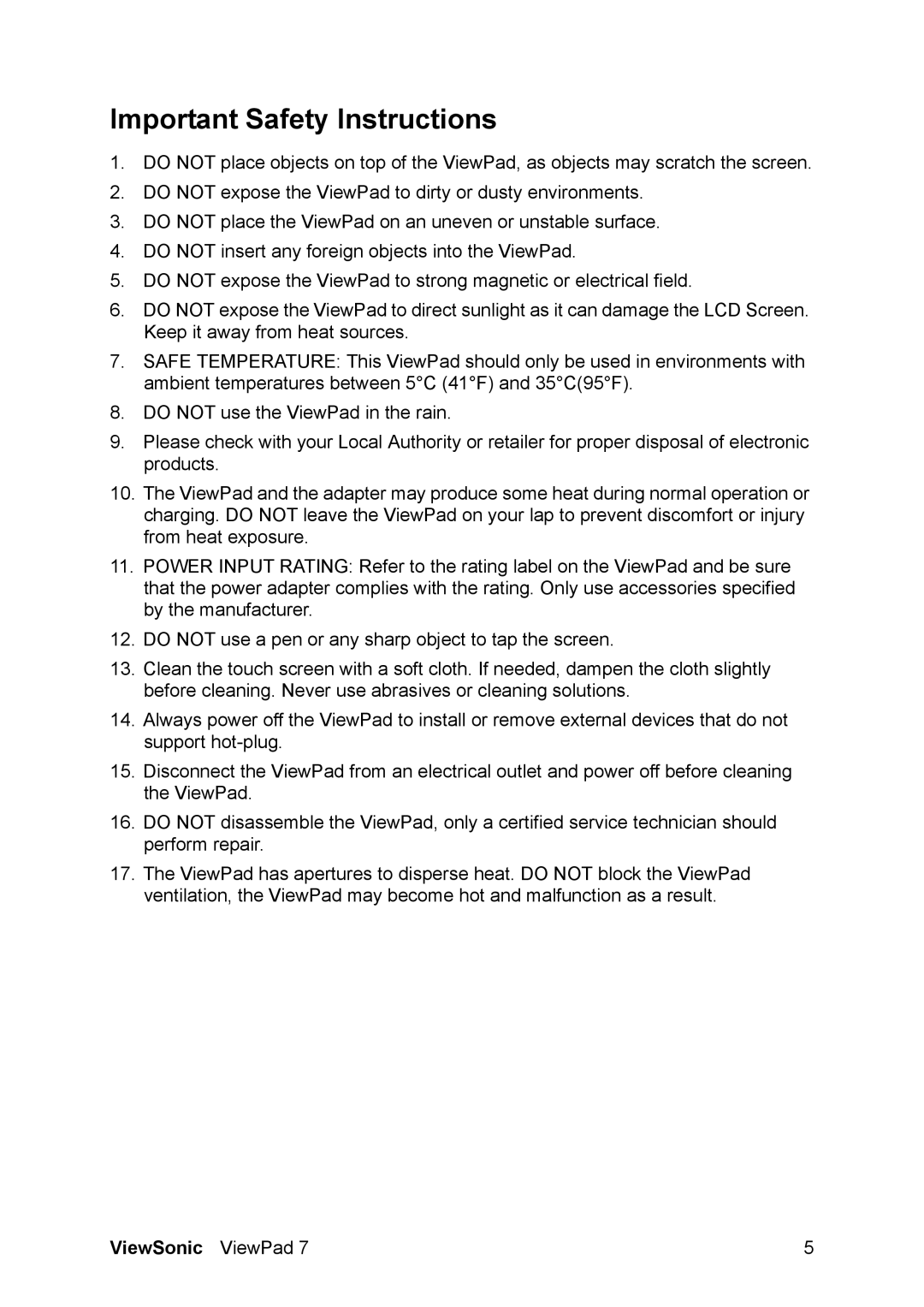 ViewSonic VS13761 manual Important Safety Instructions 