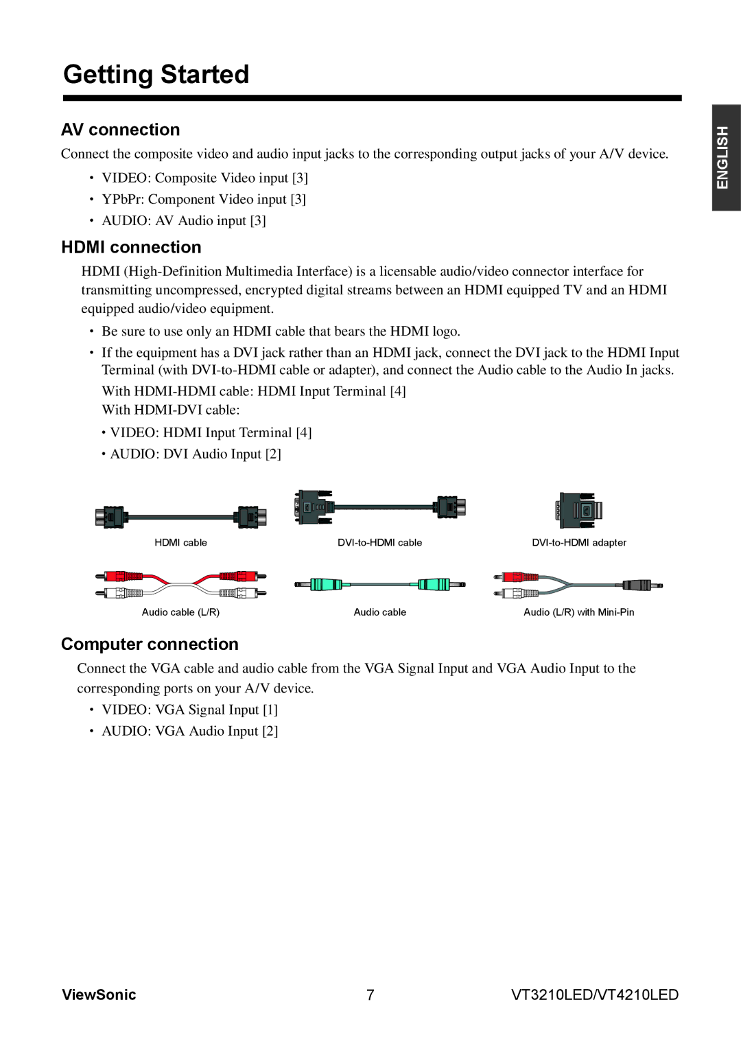 ViewSonic VS13772-1M, VS13776-1M manual AV connection 