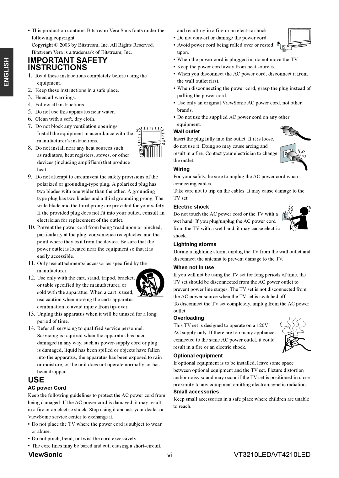 ViewSonic VS13772-1M, VS13776-1M manual Important Safety Instructions 