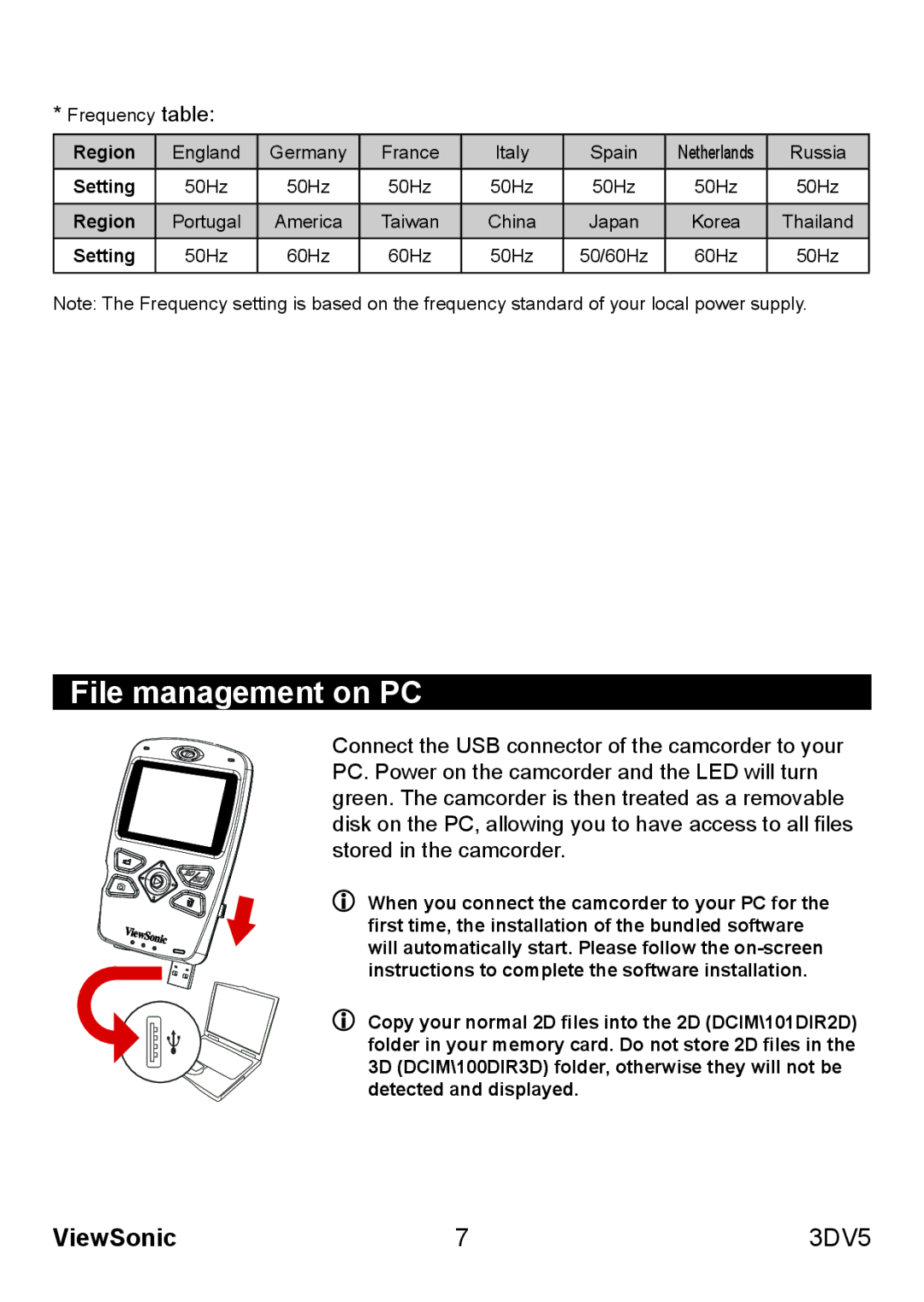 ViewSonic VS13782 warranty File management on PC, Region, Setting 