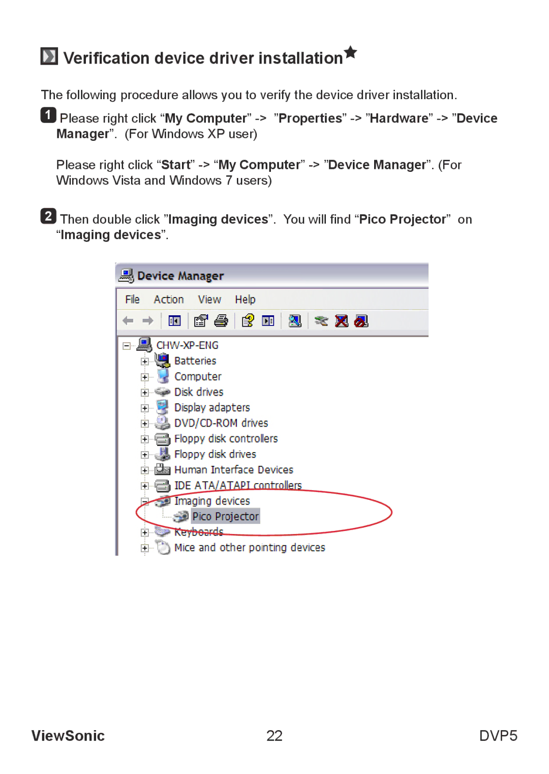 ViewSonic VS13783 warranty Verification device driver installation 