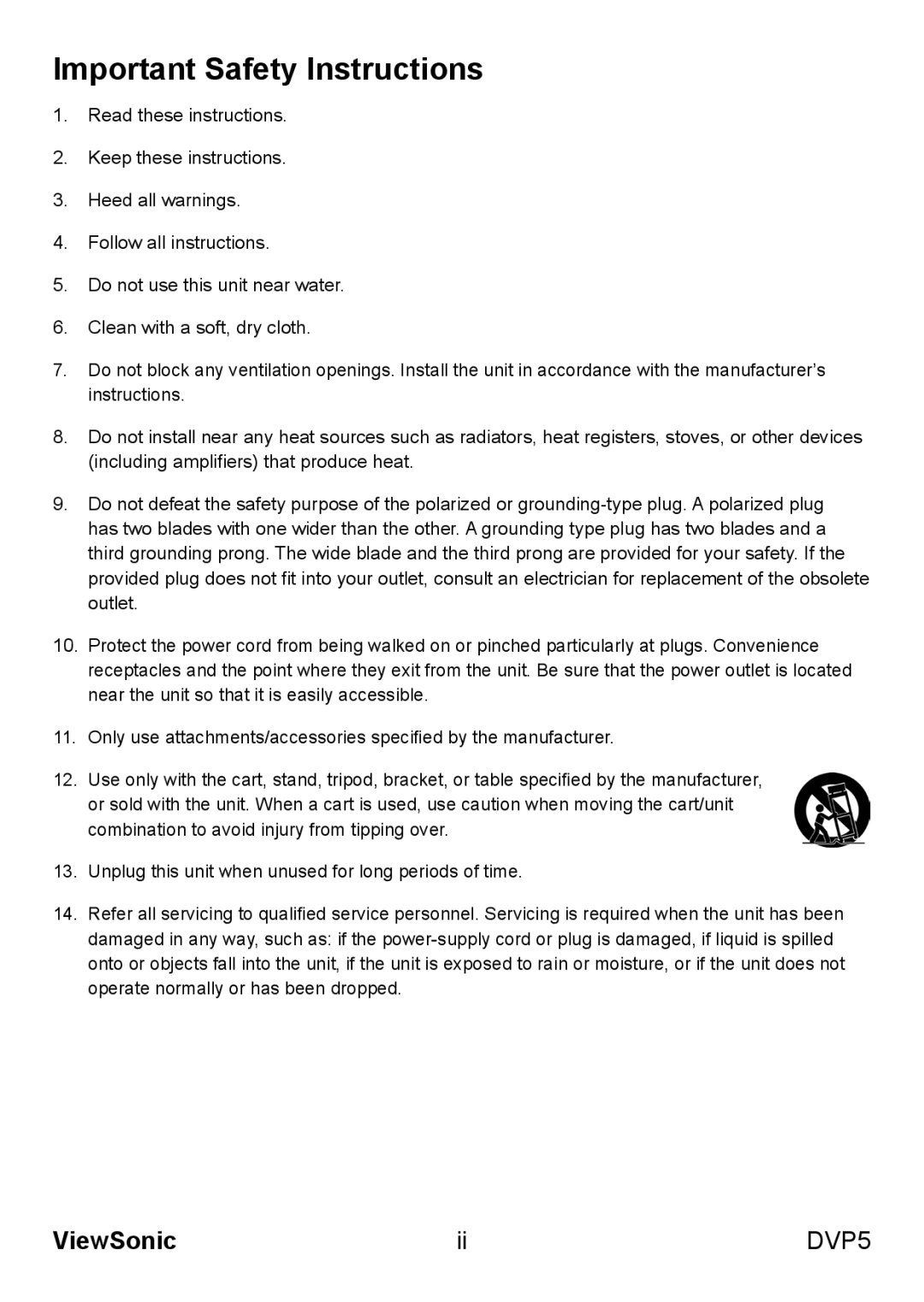 ViewSonic VS13783 warranty Important Safety Instructions 