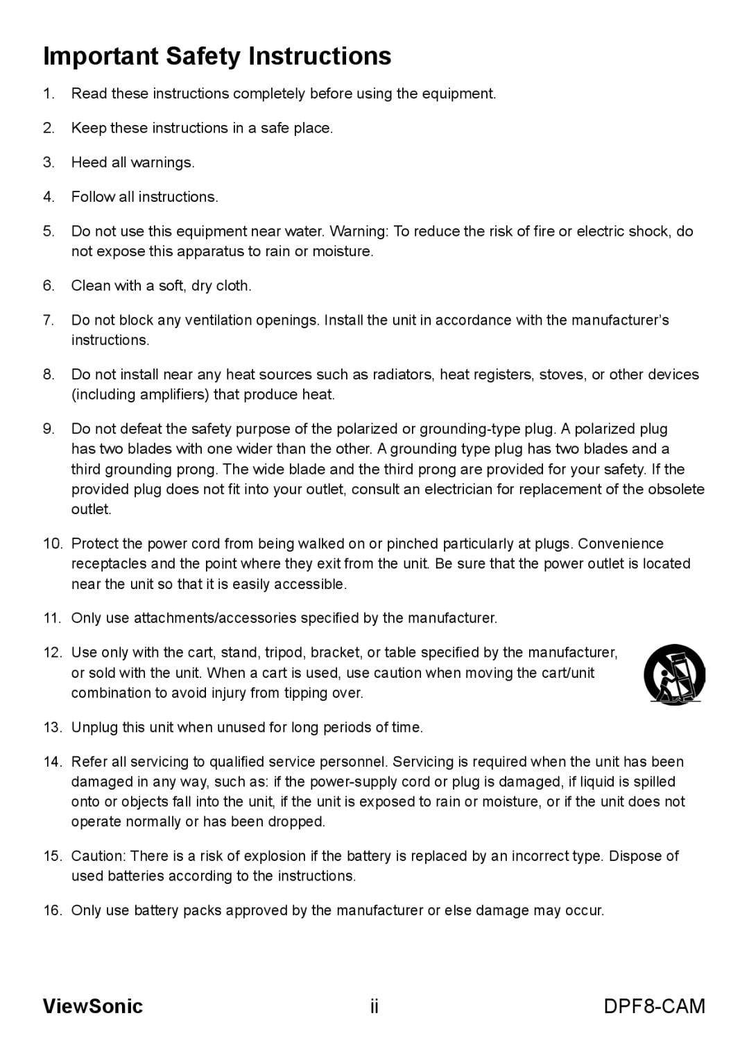 ViewSonic VS13784 warranty Important Safety Instructions 