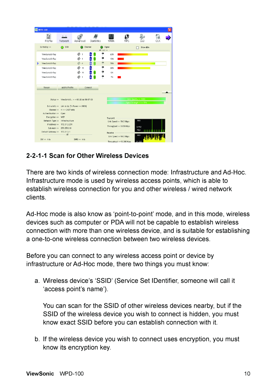 ViewSonic VS13789 manual 2-2-1-1Scan for Other Wireless Devices 