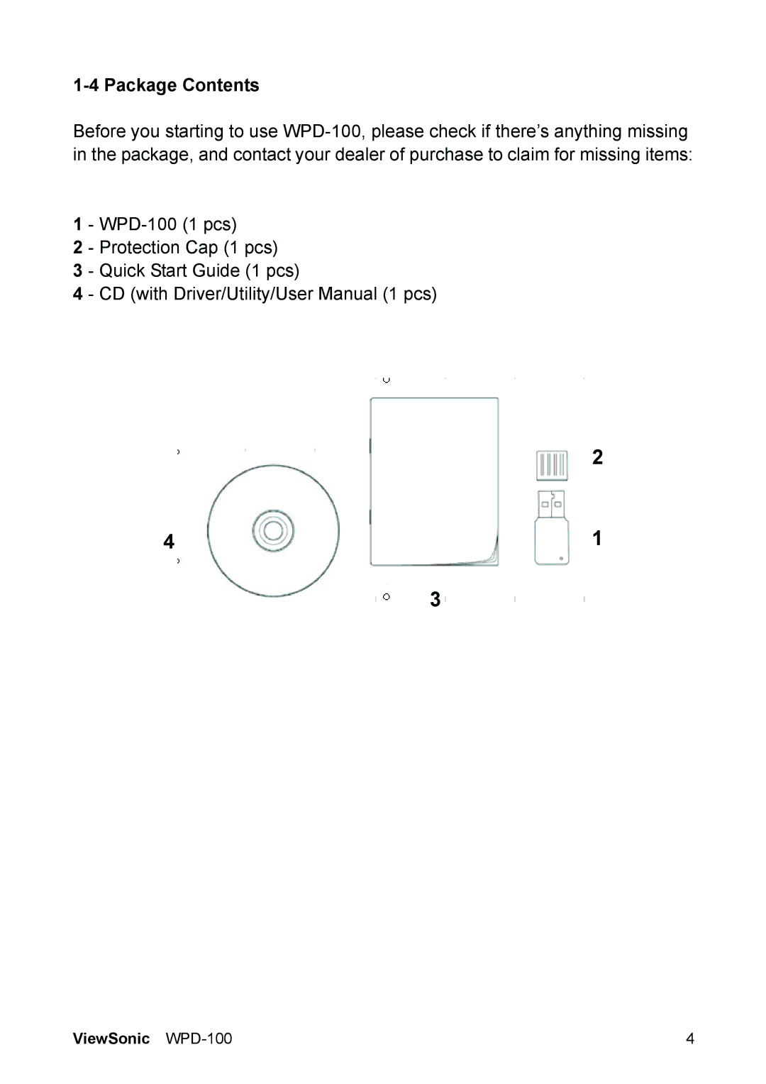 ViewSonic VS13789 manual Package Contents 