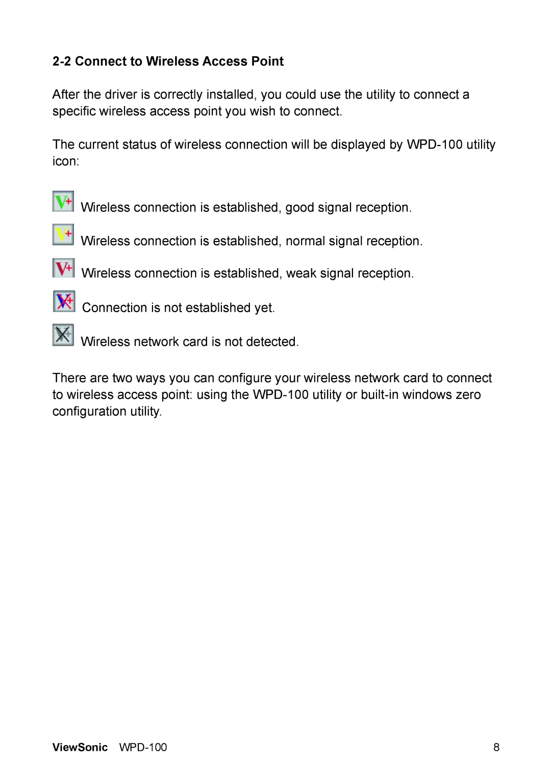 ViewSonic VS13789 manual Connect to Wireless Access Point 