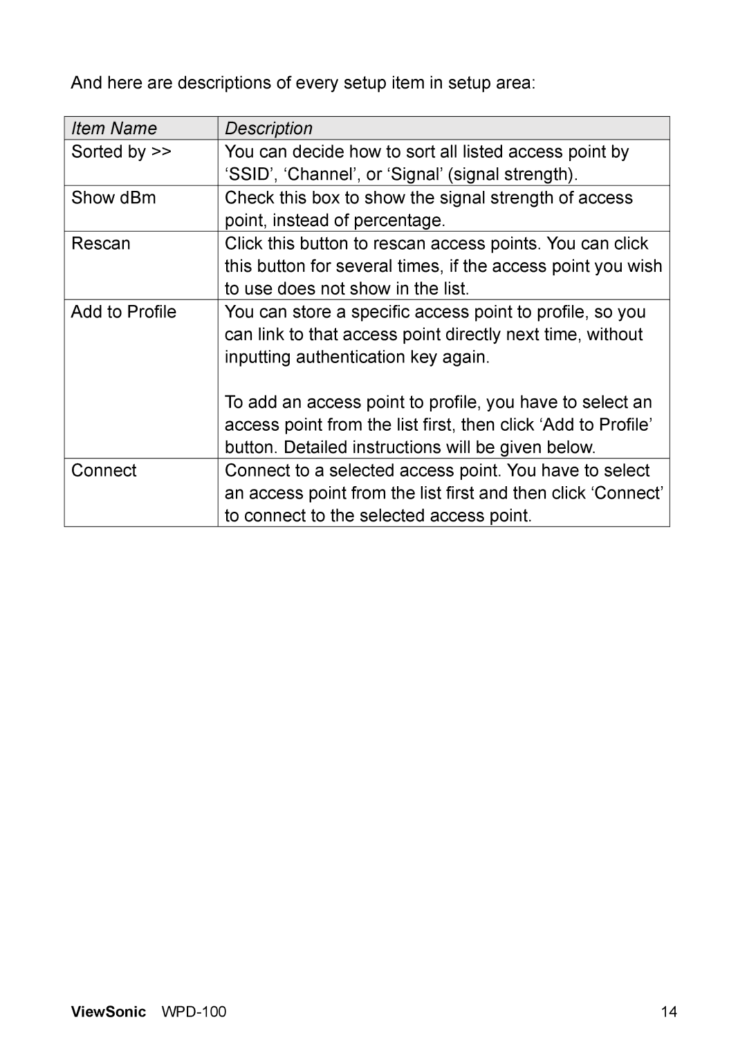 ViewSonic VS13789 manual To connect to the selected access point 