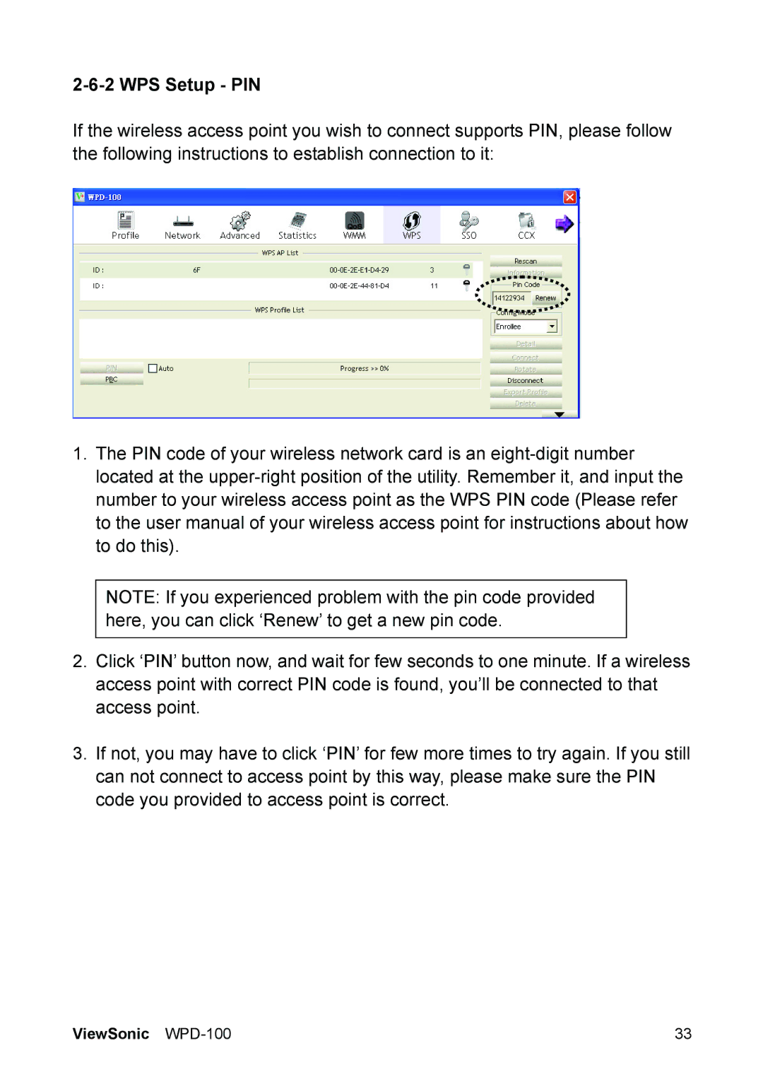 ViewSonic VS13789 manual WPS Setup PIN 