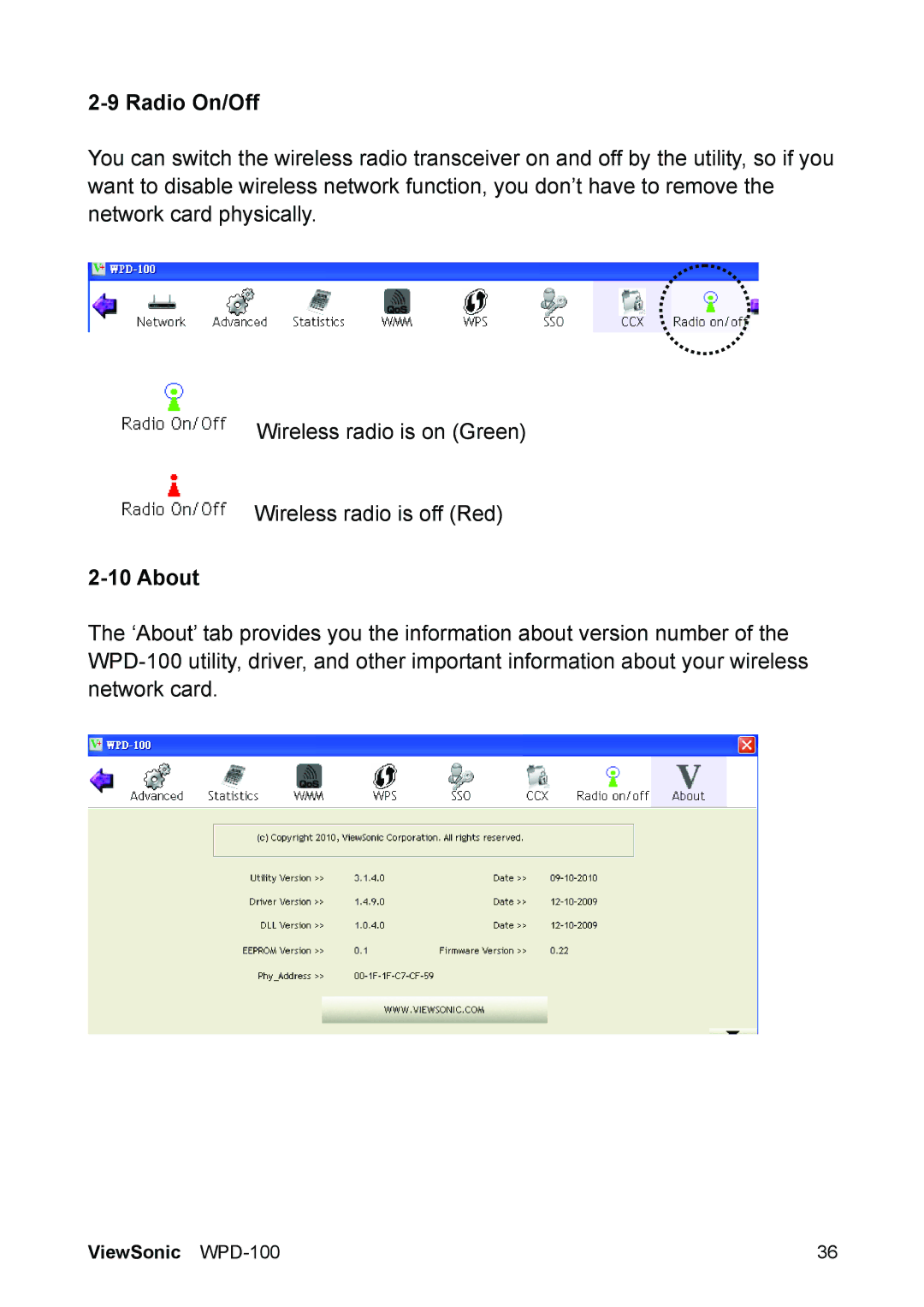 ViewSonic VS13789 manual Radio On/Off, About 