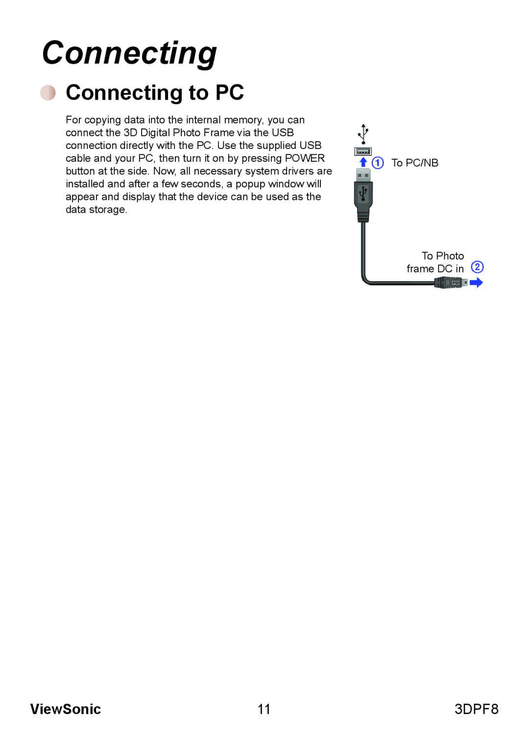 ViewSonic VS13808 manual Connecting to PC 