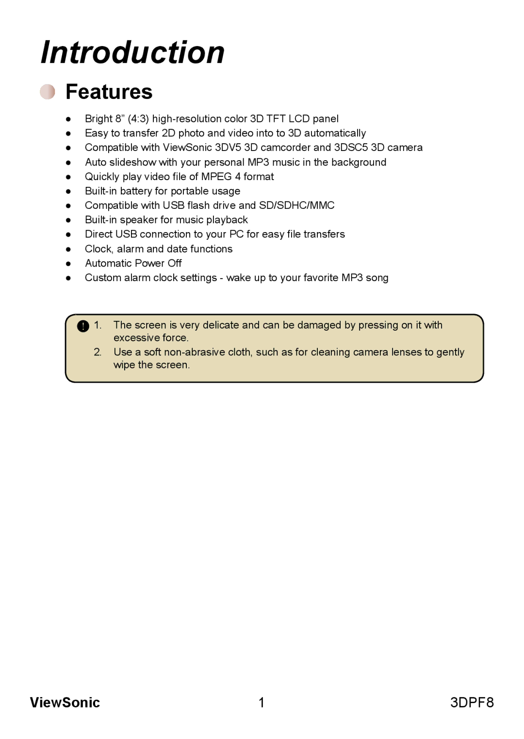 ViewSonic VS13808 manual Introduction, Features 