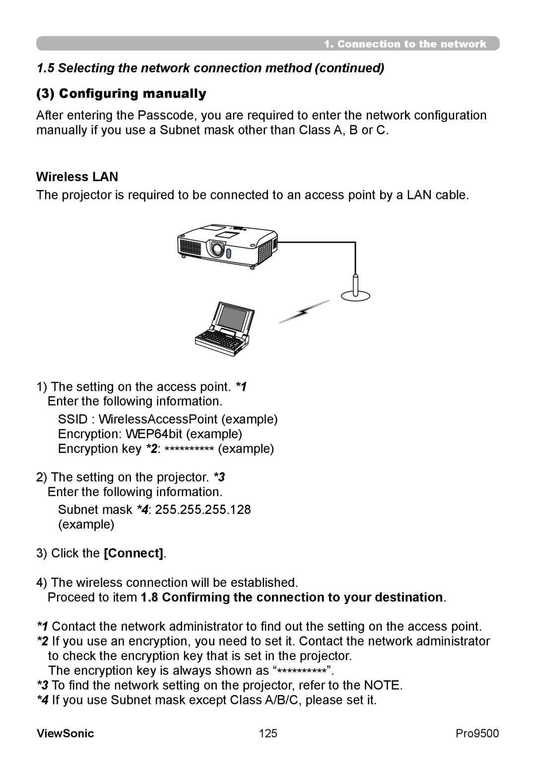 ViewSonic VS13835 warranty Configuring manually, Wireless LAN, 125 