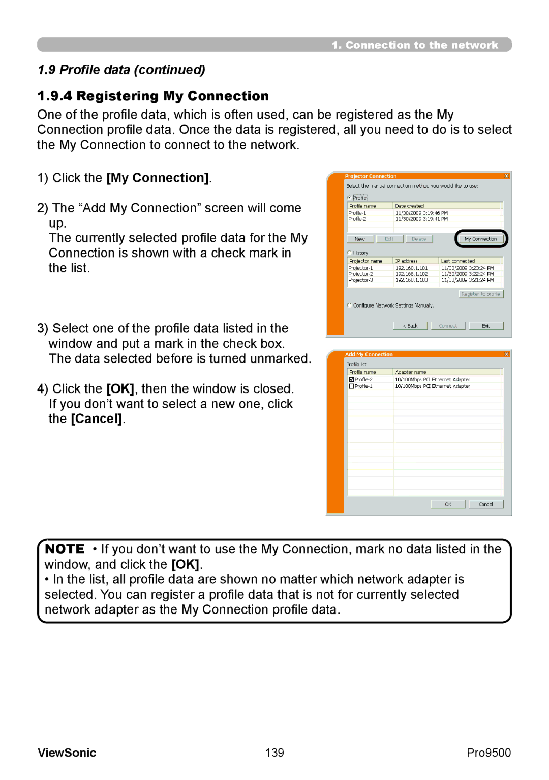 ViewSonic VS13835 warranty Registering My Connection, Click the My Connection, 139 