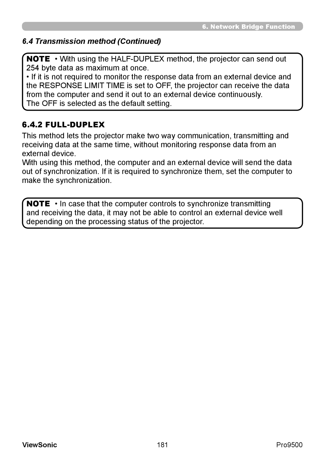 ViewSonic VS13835 warranty Transmission method, 181 