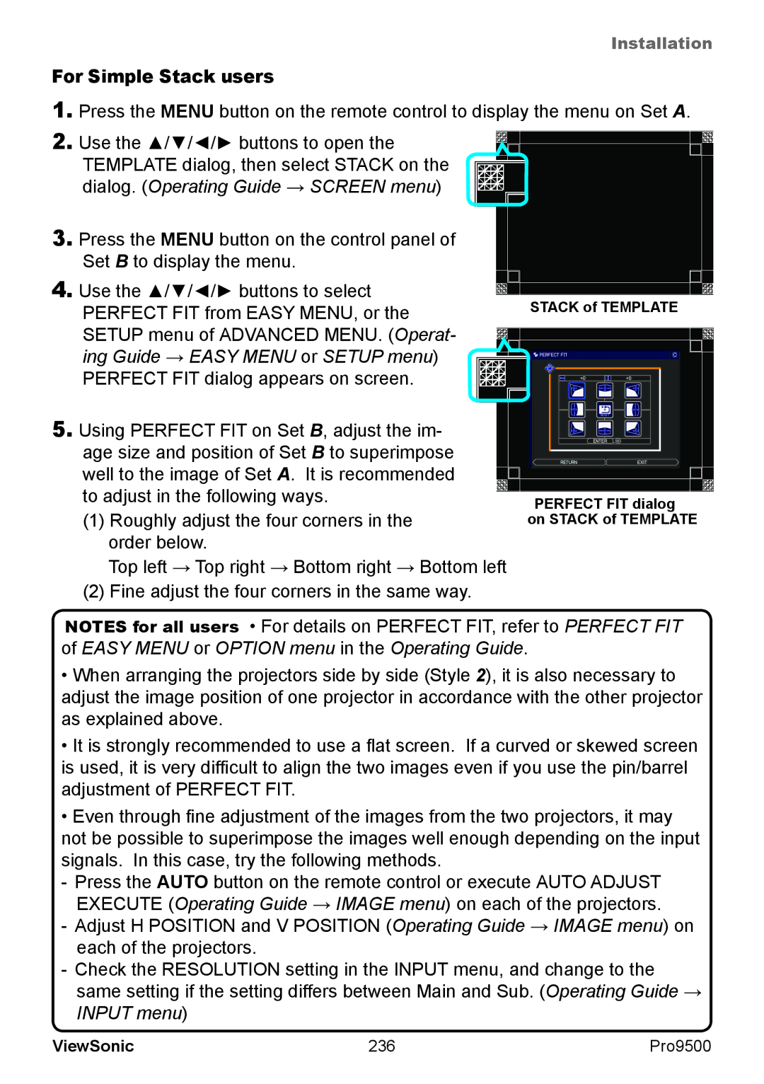 ViewSonic VS13835 warranty For Simple Stack users, 236 