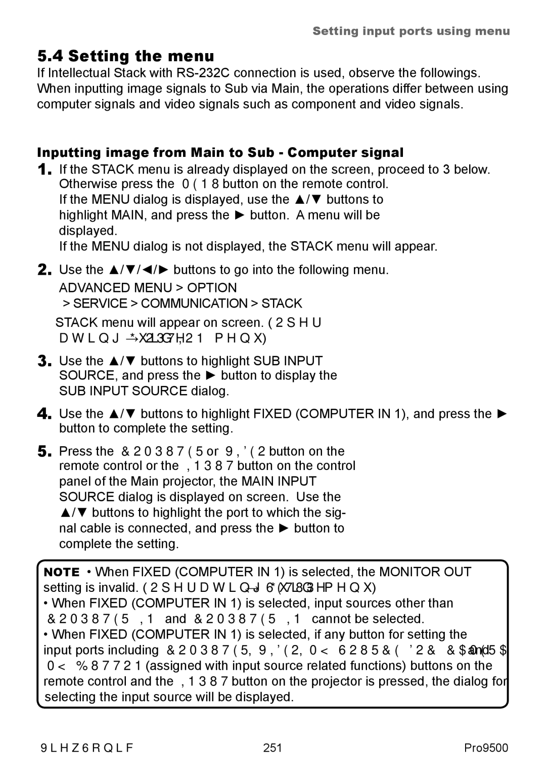 ViewSonic VS13835 warranty Setting the menu, Inputting image from Main to Sub Computer signal 