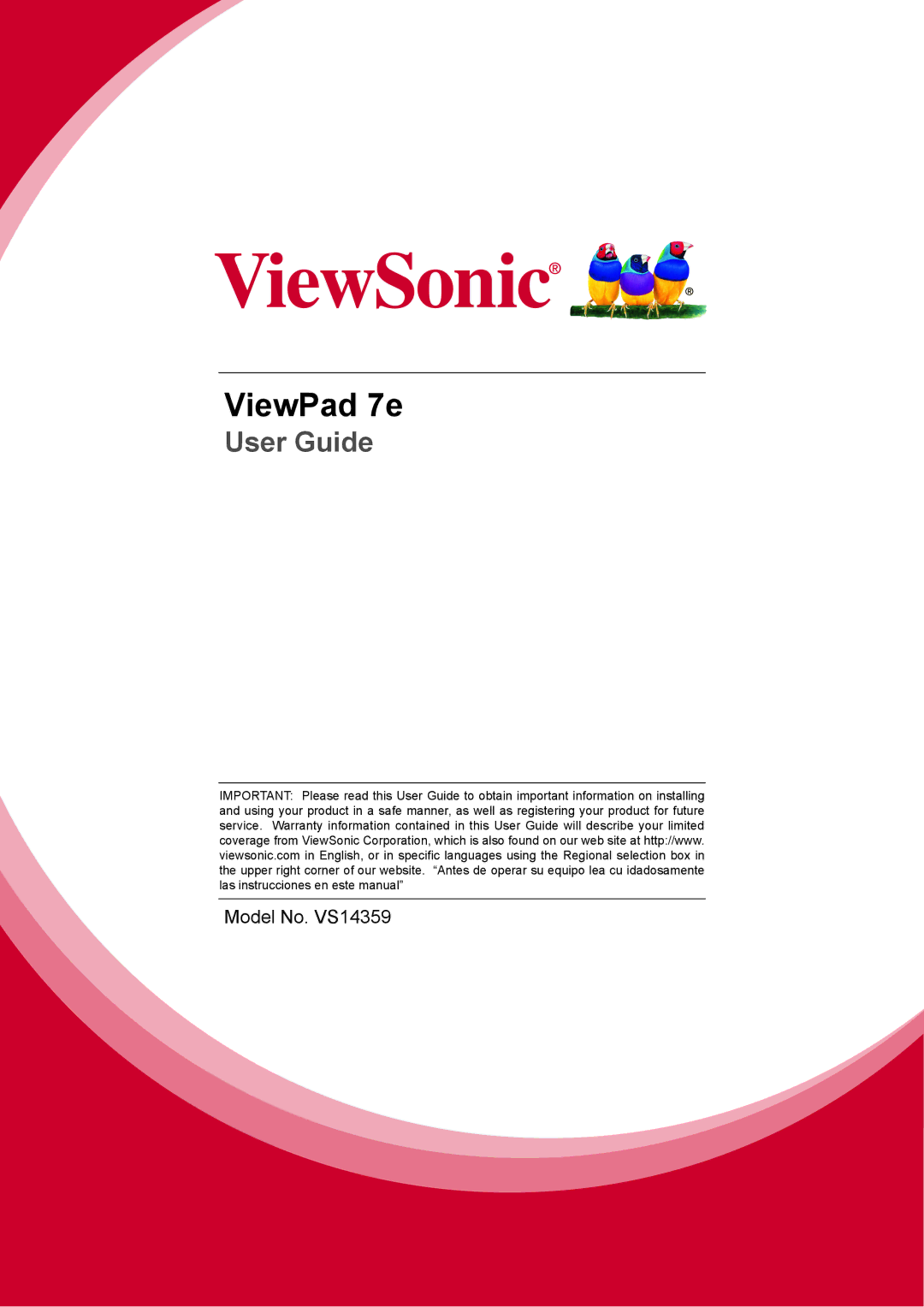 ViewSonic VS14359 warranty ViewPad 7e, User Guide 