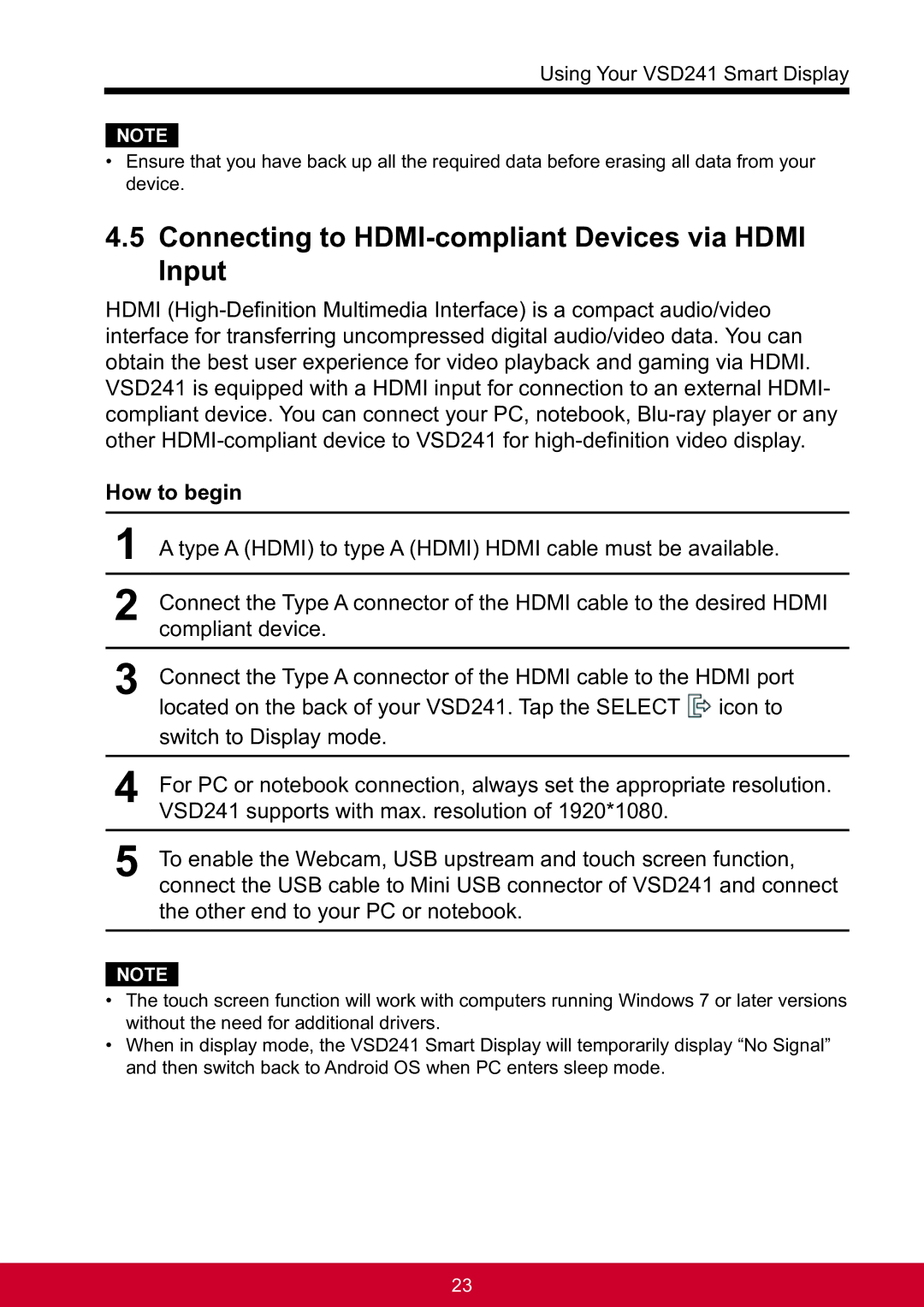 ViewSonic VSD241WTAUS0 manual Connecting to HDMI-compliant Devices via Hdmi Input, How to begin 