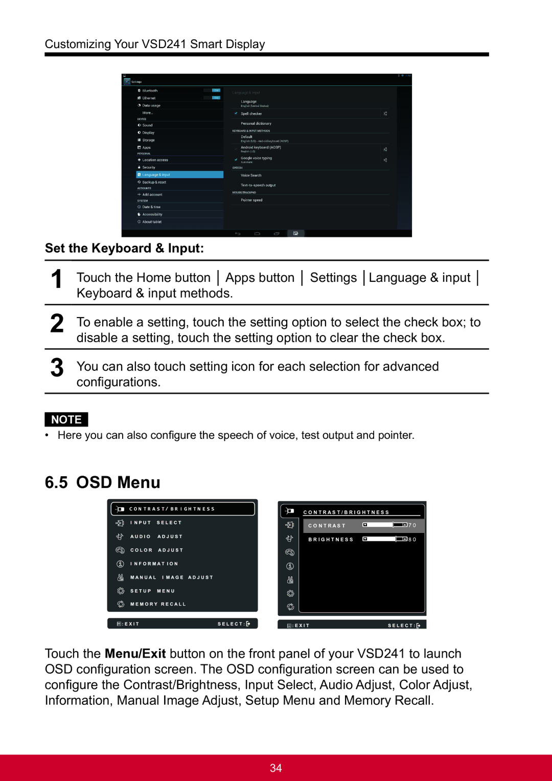 ViewSonic VSD241WTAUS0 manual OSD Menu, Set the Keyboard & Input, Keyboard & input methods, Configurations 