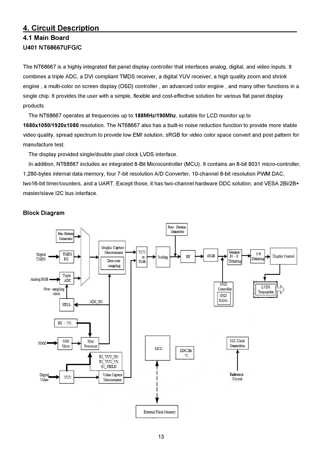 ViewSonic VSXXXXX service manual Circuit Description, Main Board 