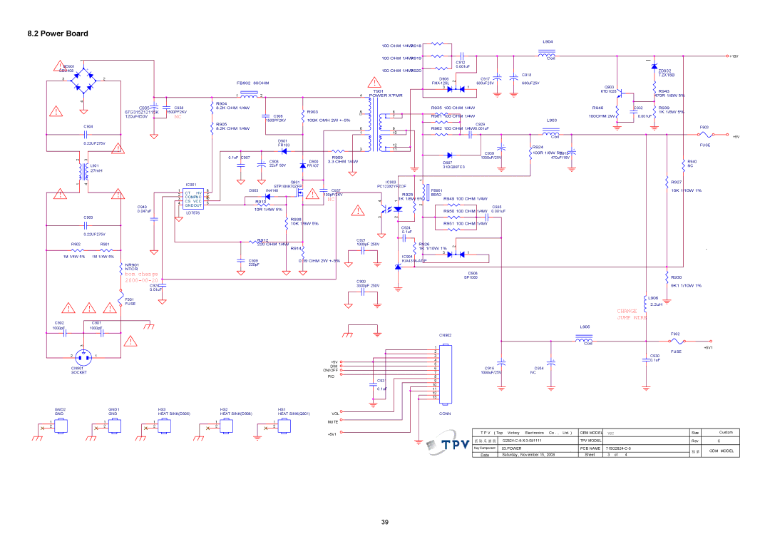 ViewSonic VSXXXXX service manual Power Board 