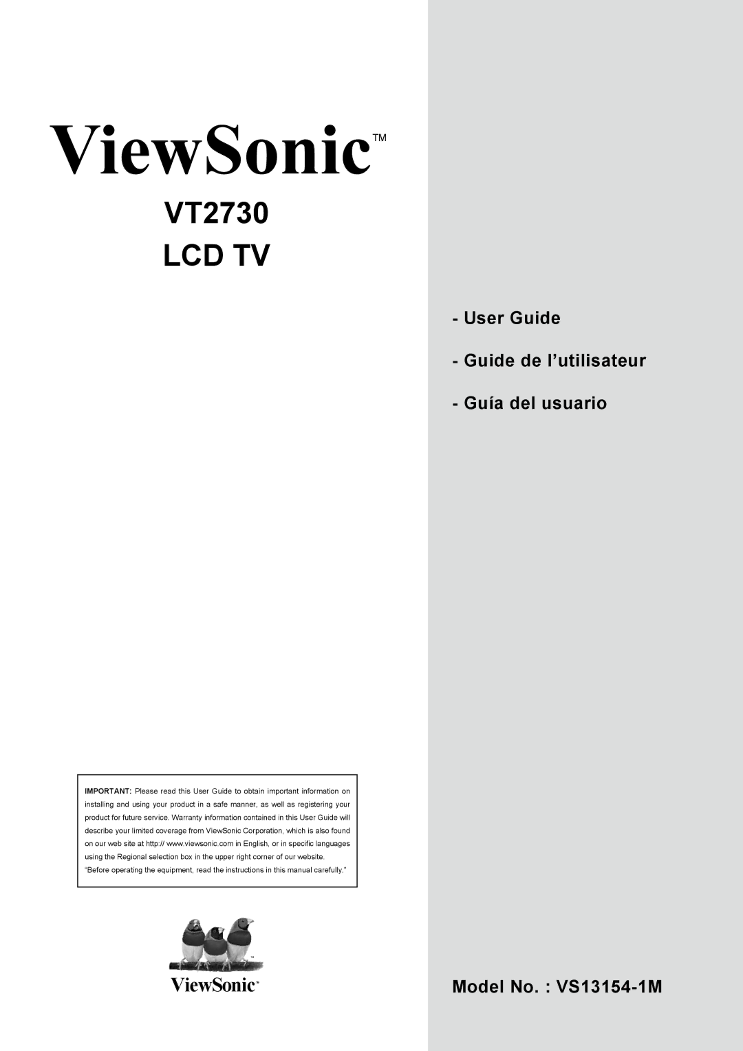 ViewSonic VT2730 warranty ViewSonicTM 