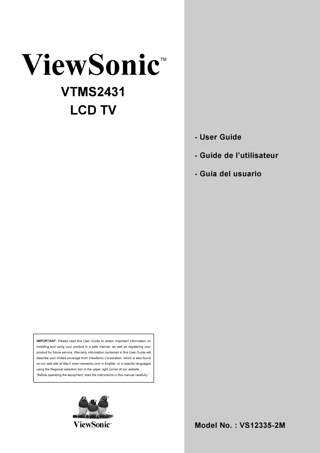 ViewSonic VTMS2431 warranty ViewSonicTM 