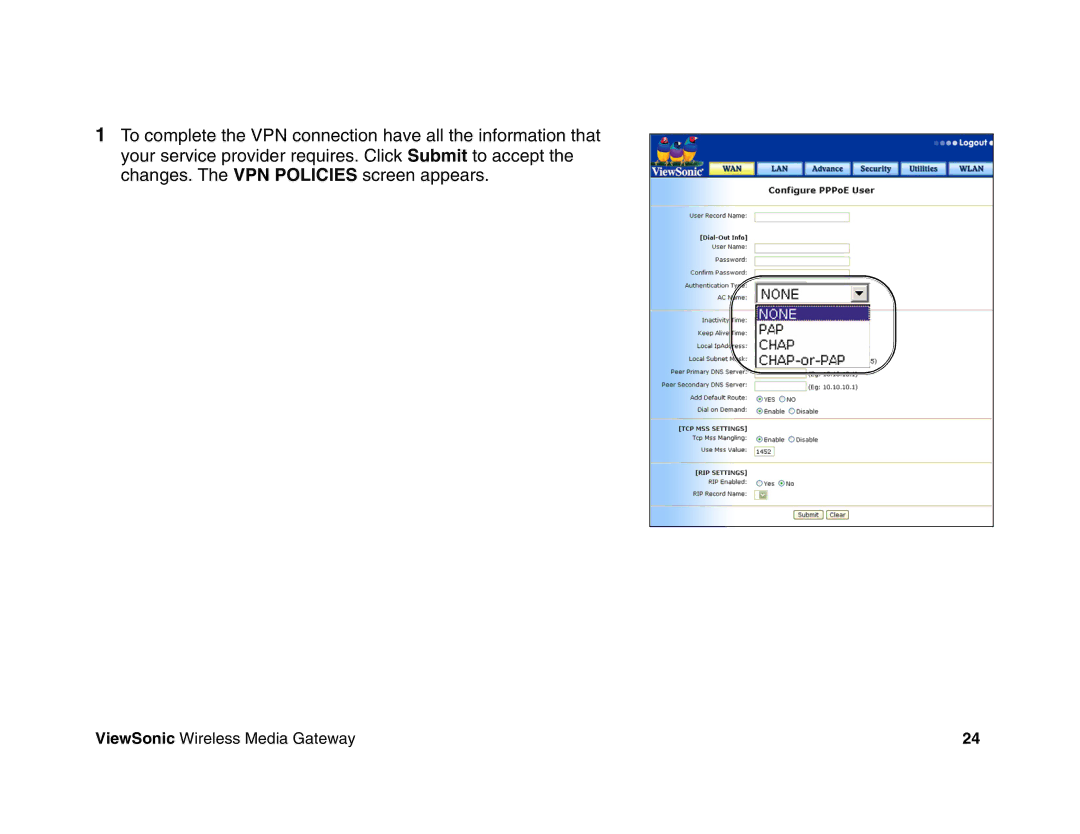 ViewSonic WMG80, WMG120 manual ViewSonic Wireless Media Gateway 