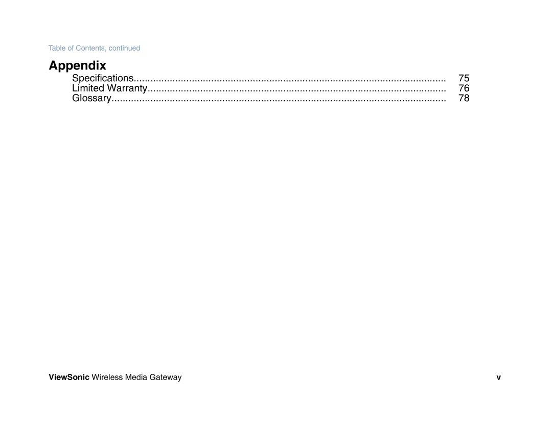 ViewSonic WMG80, WMG120 manual Appendix 