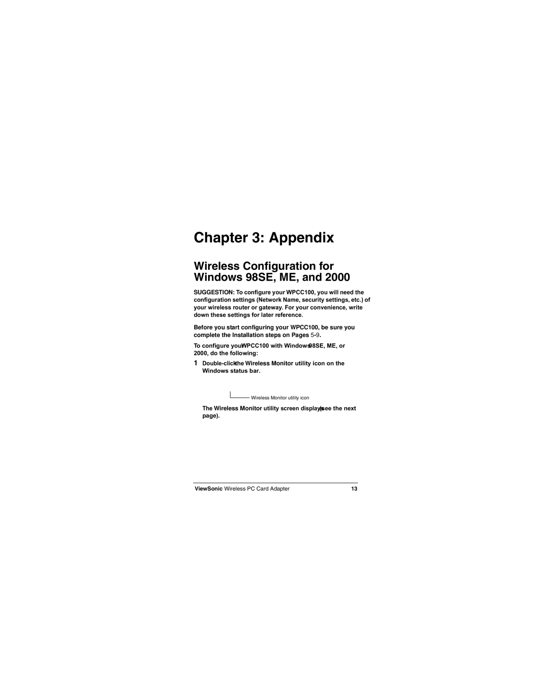 ViewSonic WPCC100 manual Appendix 