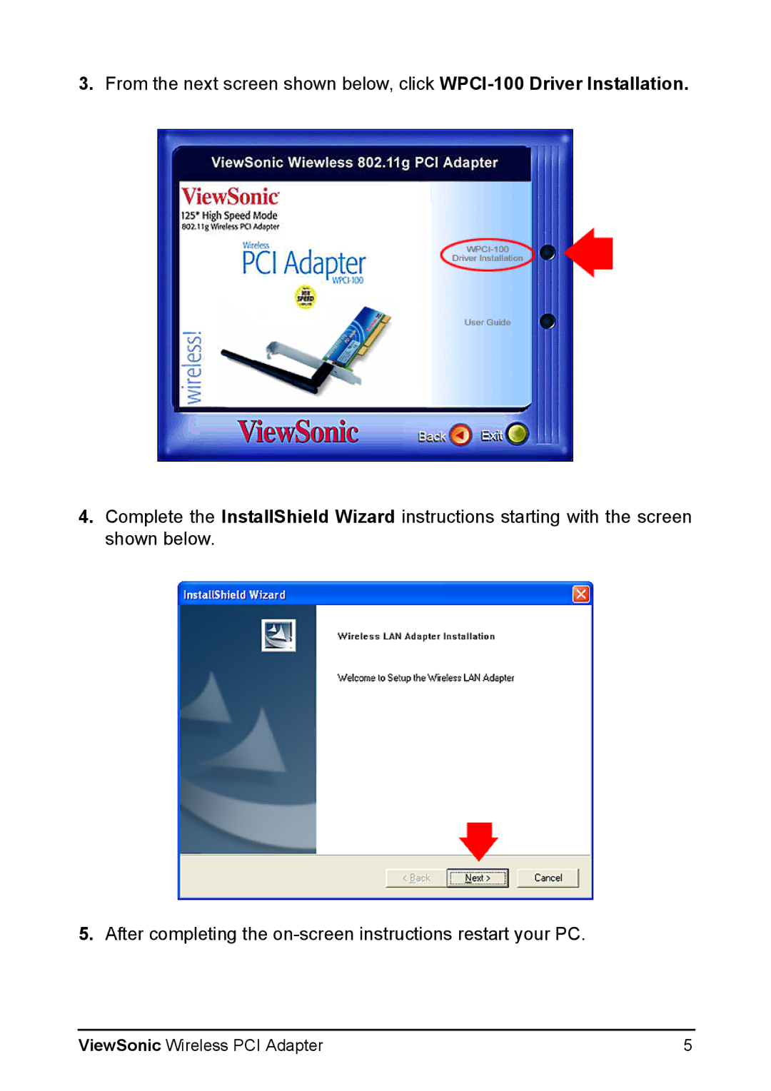 ViewSonic WPCI-100 manual ViewSonic Wireless PCI Adapter 