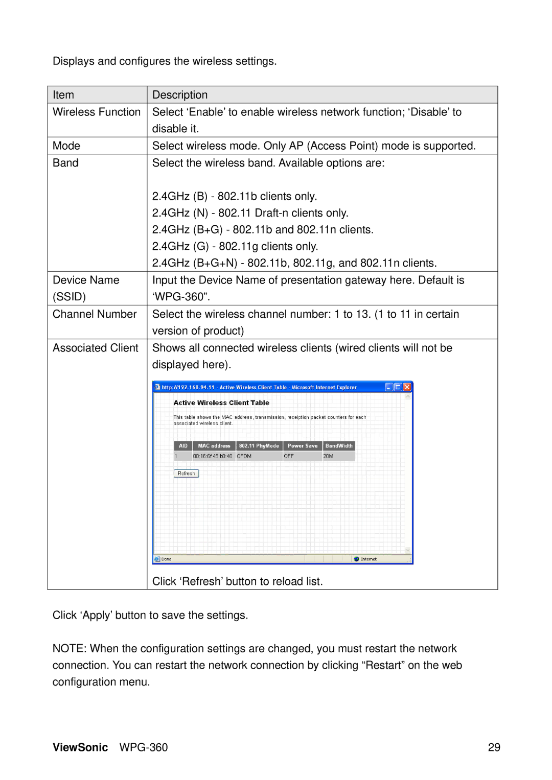 ViewSonic WPG-360 manual Ssid 