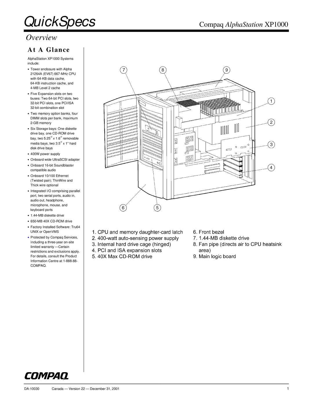 ViewSonic XP1000 warranty QuickSpecs, Overview 