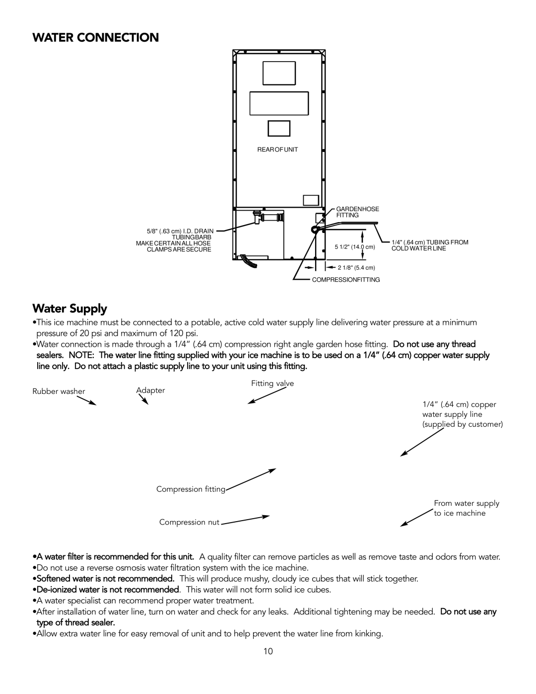 Viking 15 W installation instructions Water Connection, Water Supply 