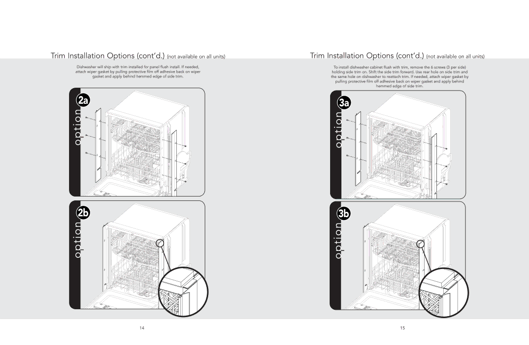 Viking 450E, 200, 325E manual Trim Installation Options cont’d. not available on all units 