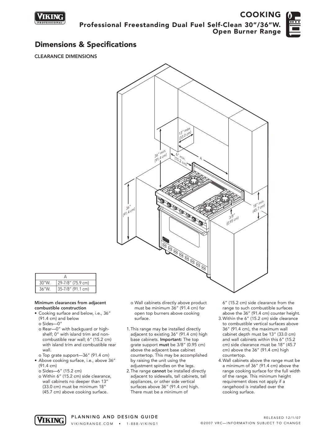 Viking 30W dimensions Min 