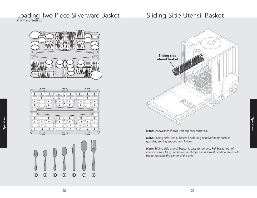 Viking 451 manual Loading Two-Piece Silverware Basket, Sliding Side Utensil Basket 