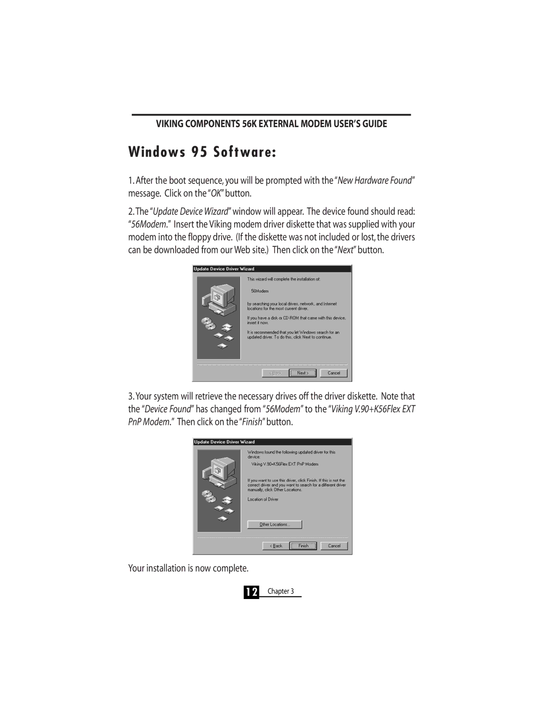 Viking 56K manual Windows 95 Software 