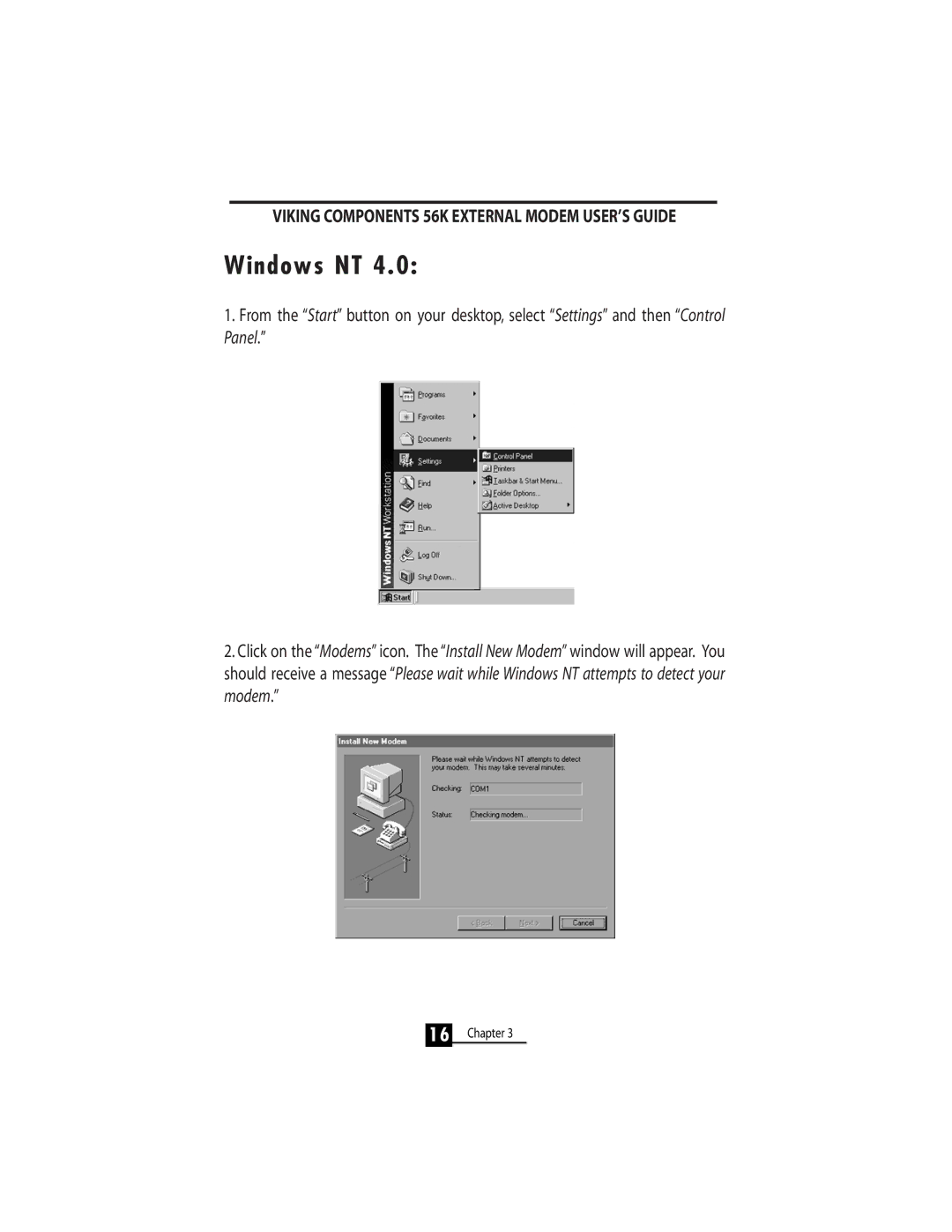 Viking 56K manual Windows NT 