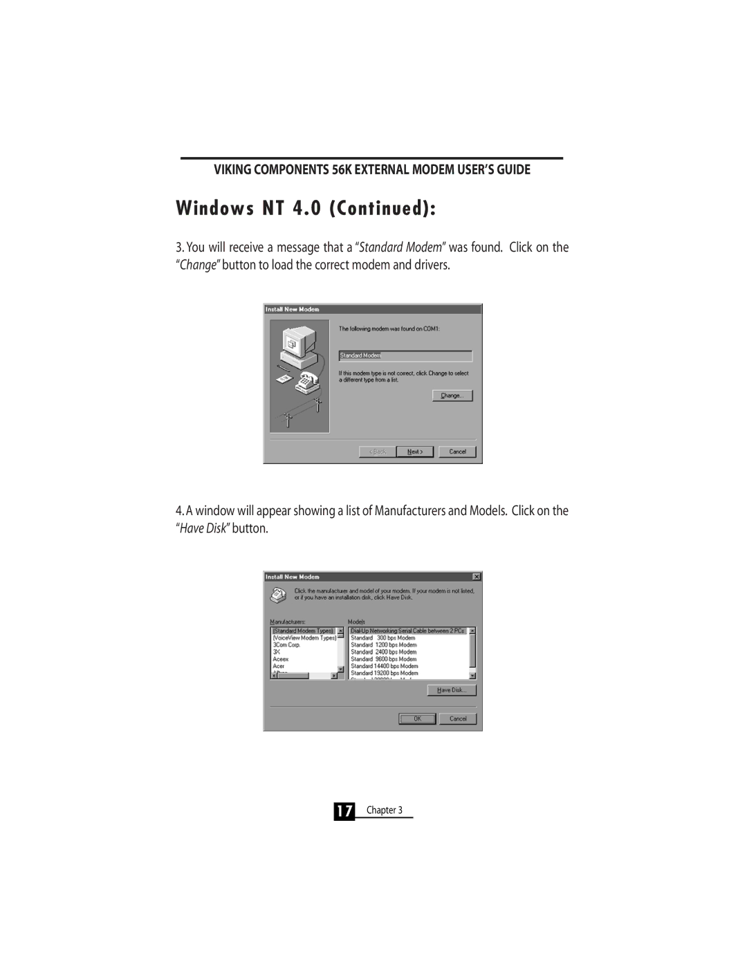 Viking 56K manual Windows NT 